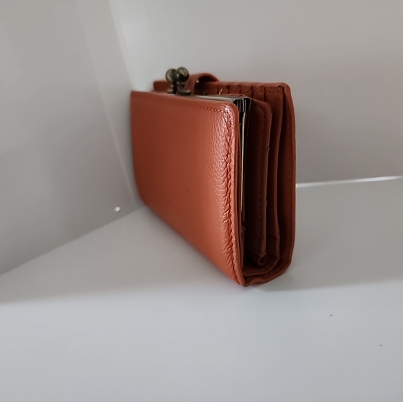 Orange Wallet Folding 17 Credit Card Holder Slots Patterned Interior Vintage - Picture 4 of 13